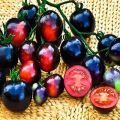 Mustan rypäleen tomaattilajikkeen ominaisuudet ja kuvaus, sen sato