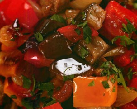 TOP 3 opskrifter til madlavning af aubergine med peberfrugter og tomater til vinteren