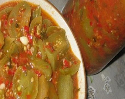 Trin for trin opskrift på grønne tomater i tomat til vinteren