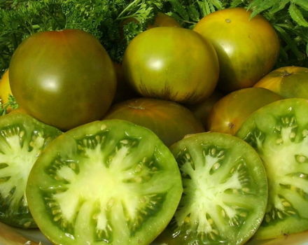 Charakterystyka i opis odmiany pomidora Emerald apple, jej plon