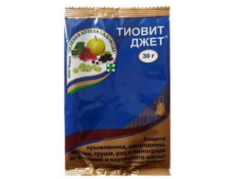 Instructies voor het gebruik van het medicijn Tiovit Jet voor de behandeling van druiven, wachttijden en doseringen