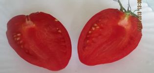 Popis odrůdy rajčat Německá červená jahoda, její vlastnosti a výnos