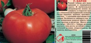 Beskrivning av Baron-tomatsorten och dess egenskaper
