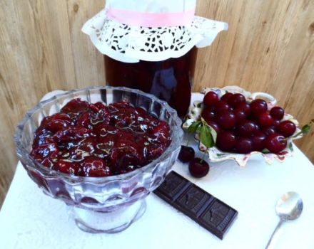 Step-by-step recipe for chocolate-covered cherry jam with cocoa and cognac for the winter