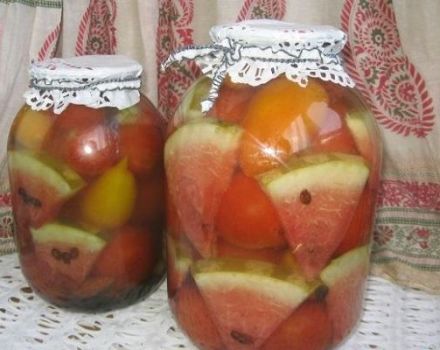 6 geriausi pomidorų virimo su arbūzu receptai žiemai be sterilizacijos