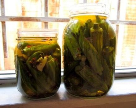 Het beste recept voor het maken van ingelegde okra voor de winter