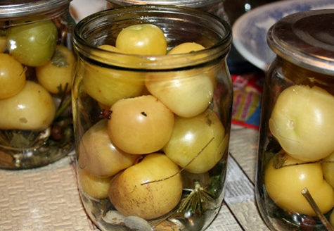 physalis with garlic in a jar