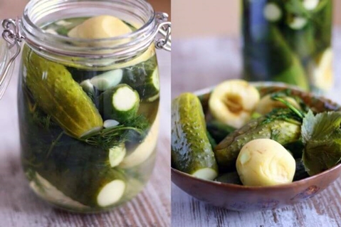 pickled cucumbers with apples