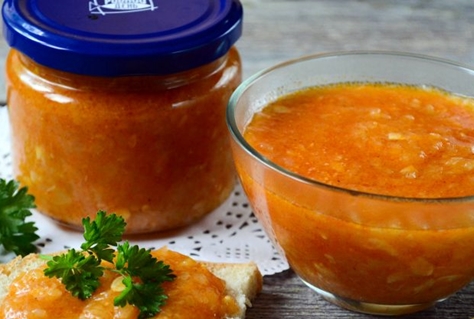 squash caviar with mayonnaise in a jar
