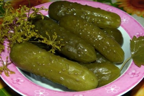 pickled cucumbers on a plate