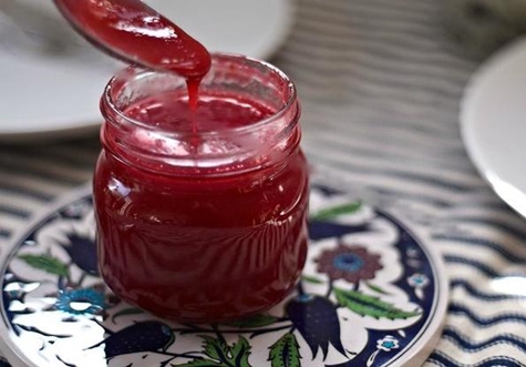 red currant sauce in a jar
