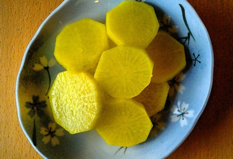 pickled daikon in a plate