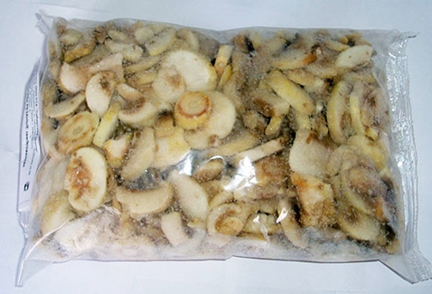 gefrorene Pilze in einer Tüte