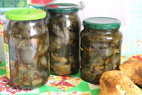 pickled mushrooms in jars