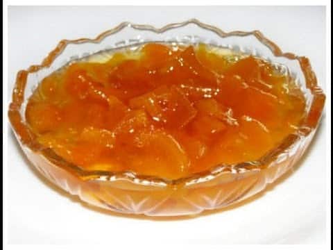  peach jam in a bowl