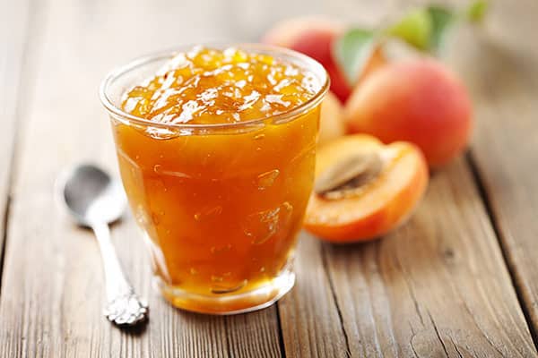  peach jam in a glass