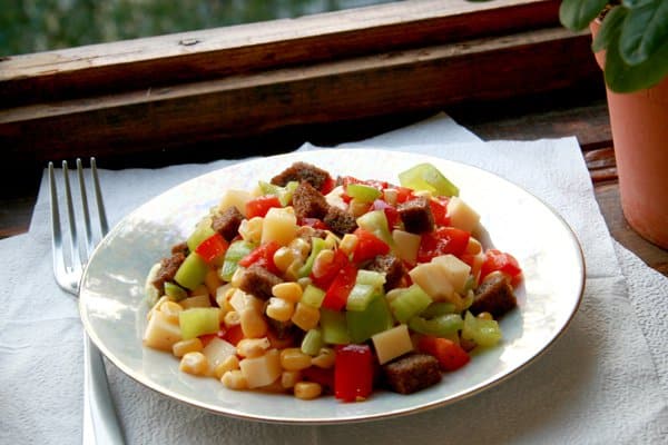 Pepper, cheese and corn salad