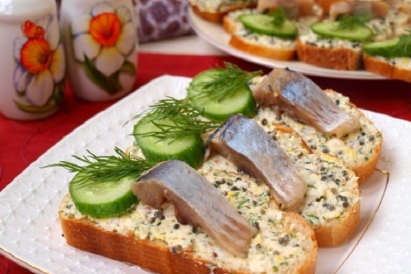 With herring, egg and homemade mayonnaise