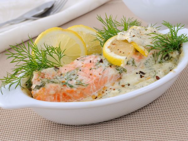 Zalm in witte saus