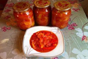 5 bedste trinvise opskrifter på syltede peberfrugter i tomatsaus til vinteren