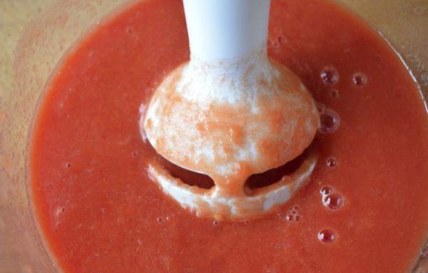 bir karıştırıcıda domates