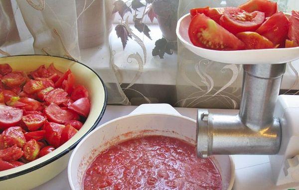 tomatoes through a meat grinder