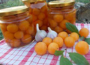 Ein einfaches Rezept zur Konservierung von Kirschpflaumen, wie Oliven für den Winter