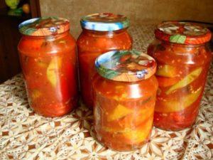 Schritt-für-Schritt-Rezept für die Zubereitung von Paprika in Tomaten für den Winter