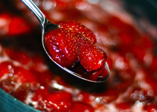 strawberry jam in a pan