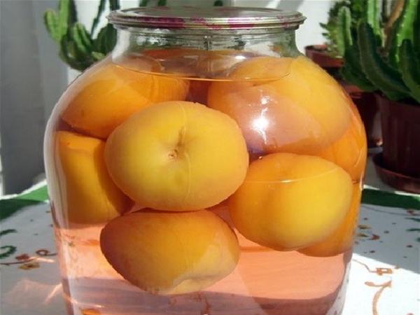 Whole peach compote with seeds