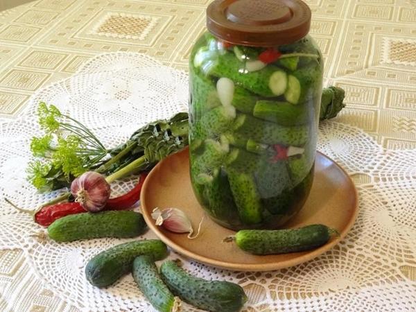 Spicy lightly salted cucumbers cold way