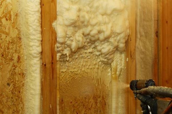 aislamos las paredes del gallinero con espuma de poliuretano