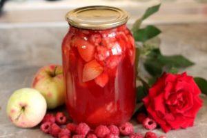 Krok za krokem recept na vaření malin a jablečného kompotu na zimu