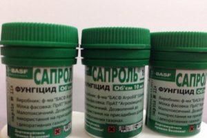 Instructies voor het gebruik van fungicide Saprol, consumptiesnelheid en analogen