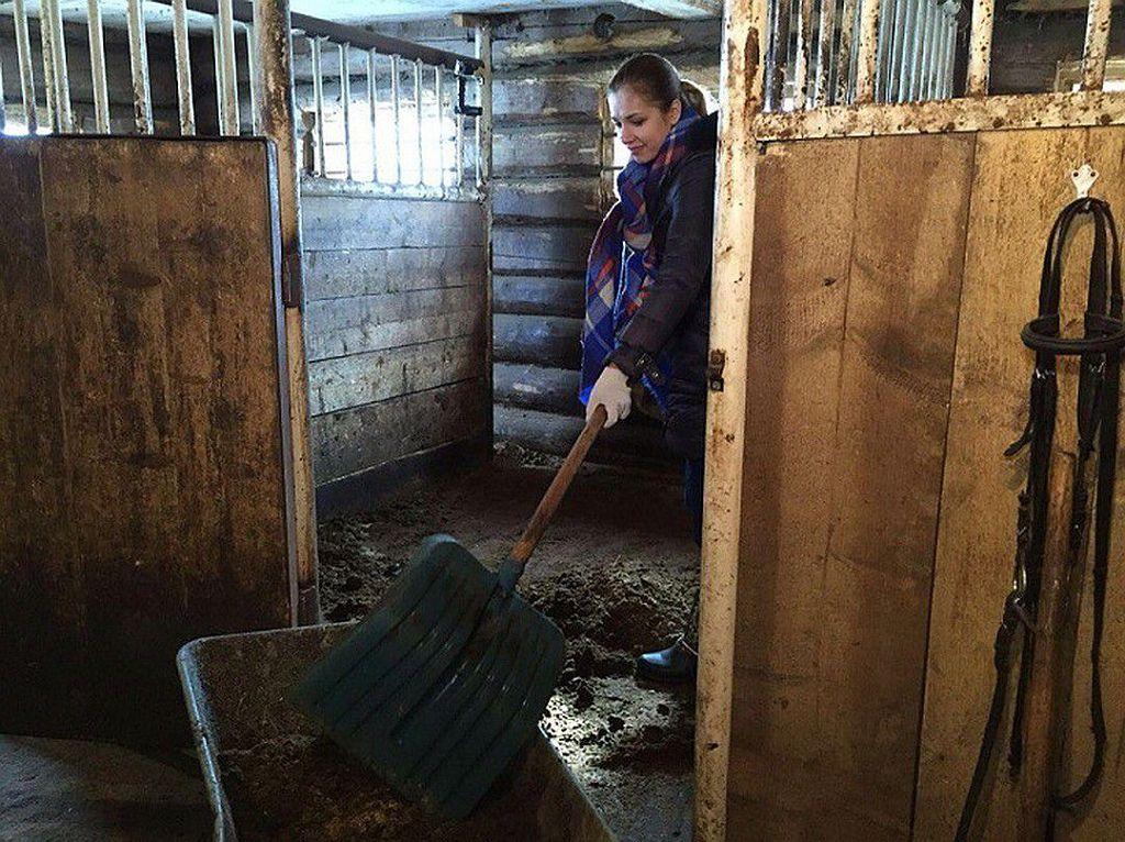 cleaning the stables